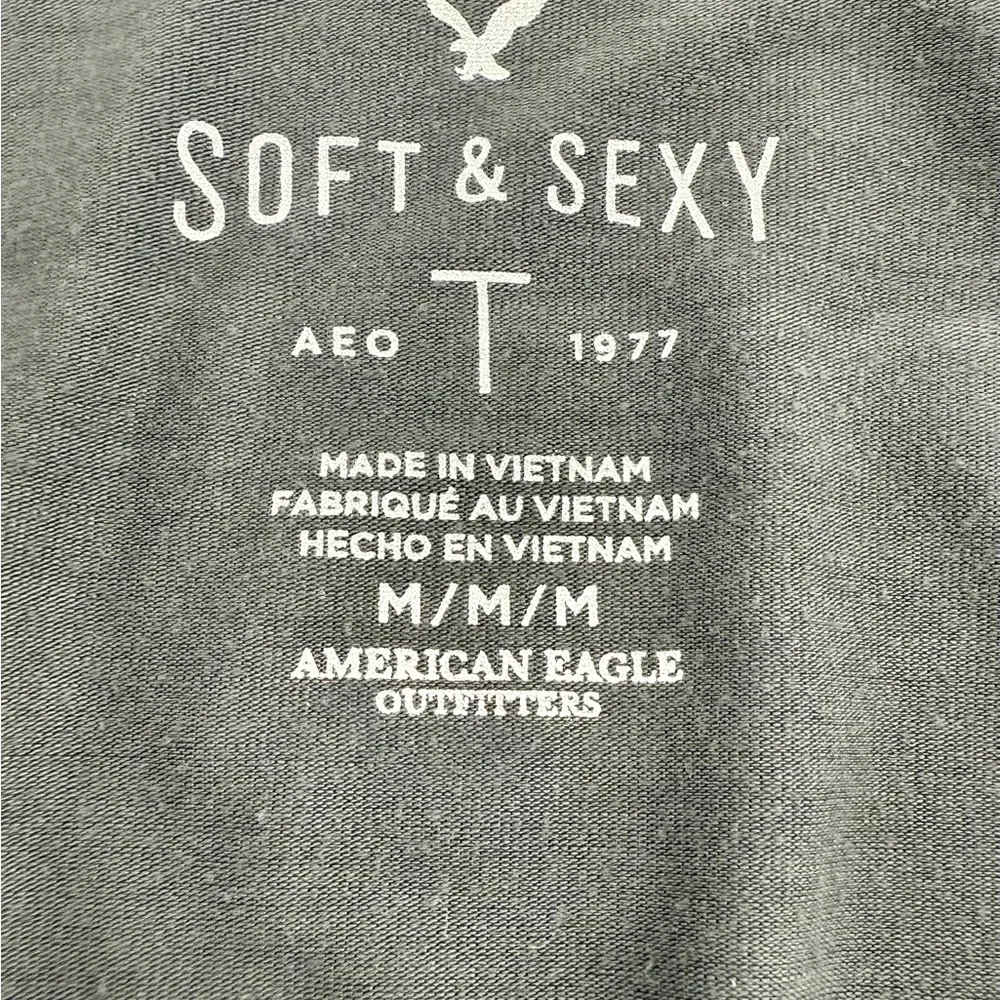 American Eagle Outfitters Charcoal Lace-Up Long Sleeve Top - Picture 3 of 3